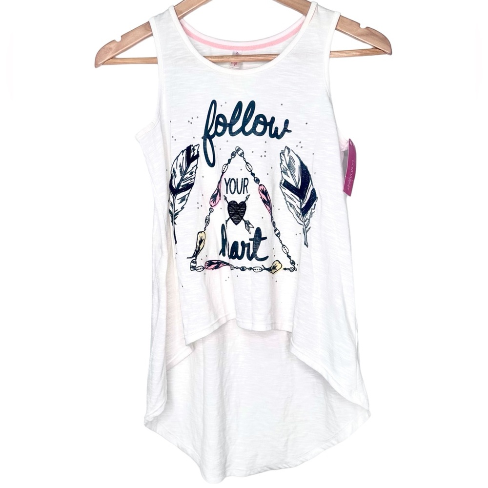 Follow Your Heart Hi Low Tank Top Size Large. NWT